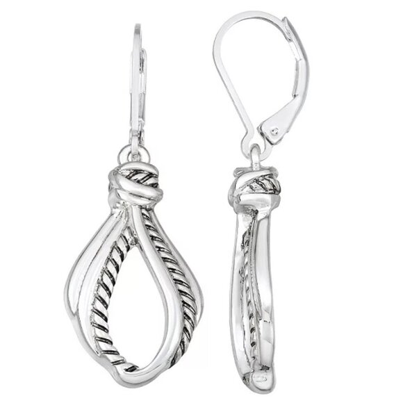 NAPIER Contemporary Silver Smooth & Twisted Texture Rope Drop Earrings**NEW! - Picture 1 of 3
